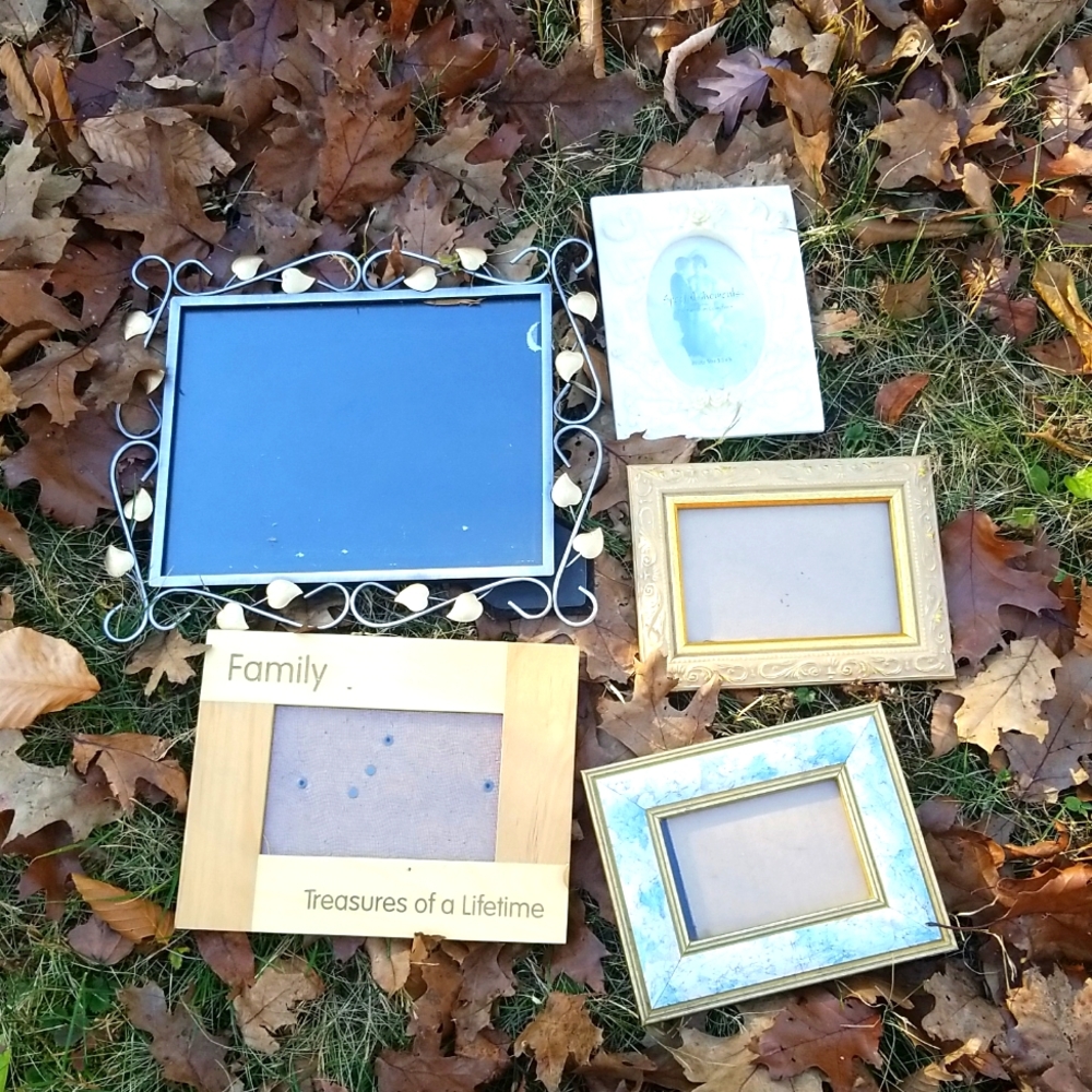 Mix lot picture photo frames gold wood metal swan resin 5 pieces Vintage
